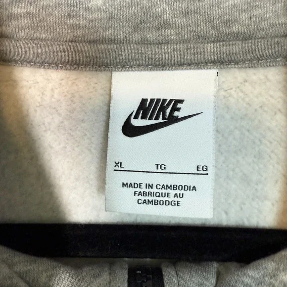 Nike Sweatshirt Mens XL Gray 1/4 Zip Fleece Pullover Stretch Casual Swoosh - Picture 7 of 10